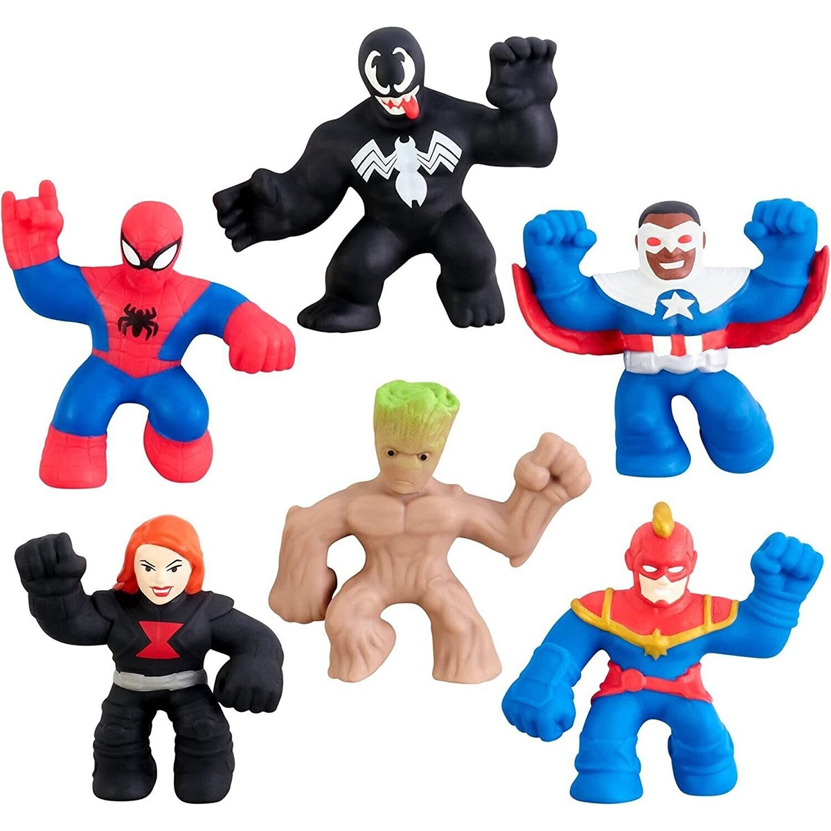 Goo Jit Zu - Pack Com 6 Bonecos Elásticos De 6Cm Da Marvel | Goo