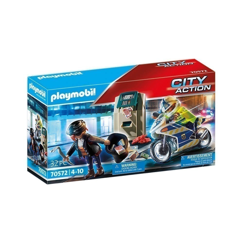 Playmobil - Caixa Eletrônico Com Policial E Fugitivo - City Action - 70572