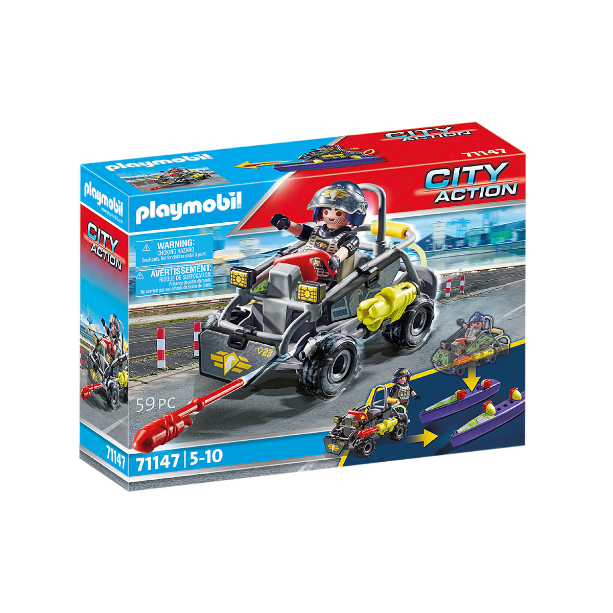 Unidade Tática Quadriciclo Multiterreno - Playmobil City Action 71147