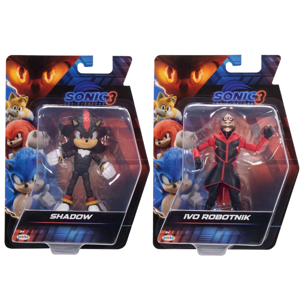 2 Bonecos 12cm Articulado Shadow e Ivo Robotnik - Sonic 3 O Filme 2 Bonecos 12cm Articulado Shadow e Ivo Robotnik - Sonic 3 O Filme