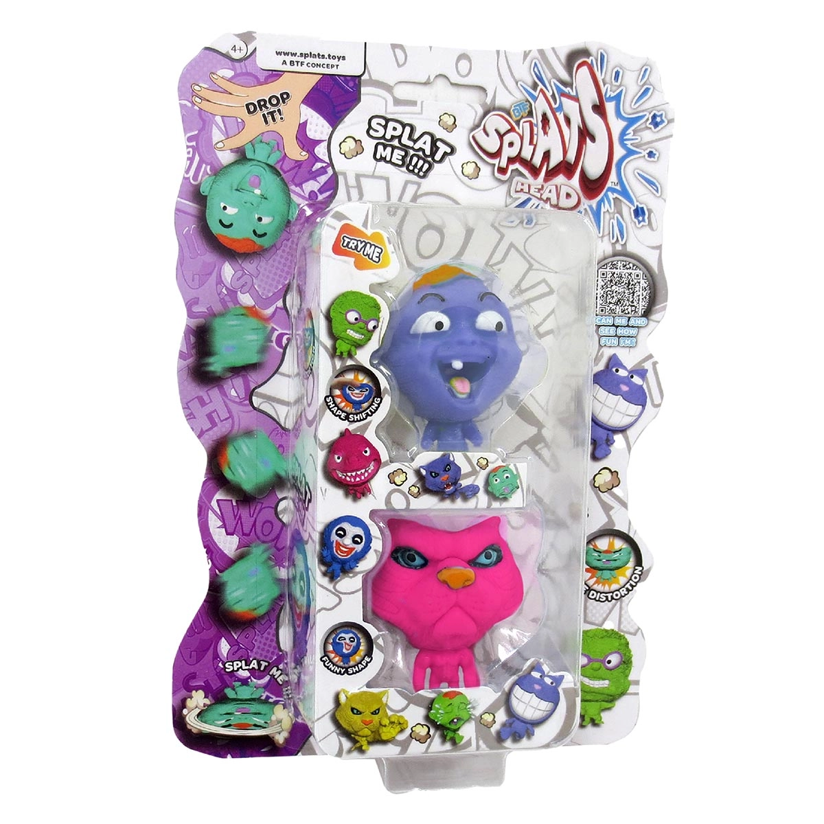 2 Bonecos Bebe Lilas E Gato Rosa - Splats Head Mini