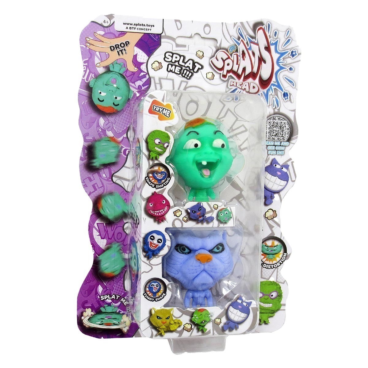 2 Bonecos Bebe Verde E Gato Lilas - Splats Head Mini