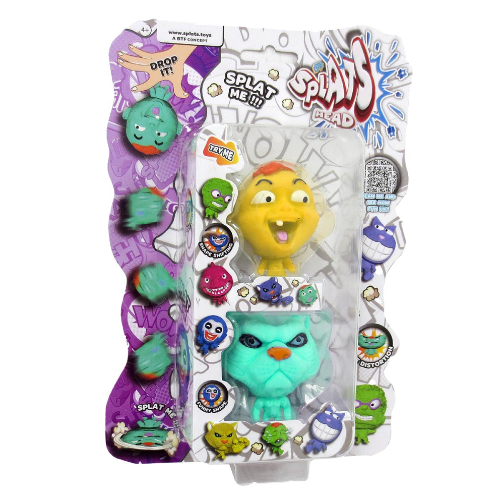 2 Bonecos Bebe Amarelo E Gato Verde - Splats Head Mini