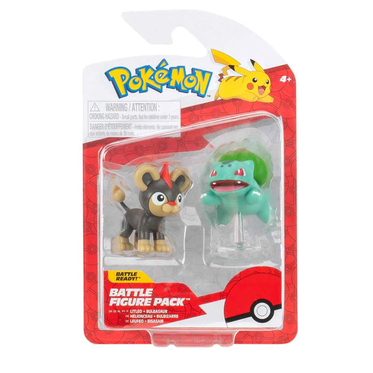 2 Bonecos De Batalha Litleo E Bulbassauro - Pokemon