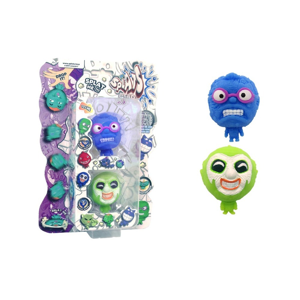 2 Bonecos Homem Azul E Palhaco Verde Claro -Splats Head Mini