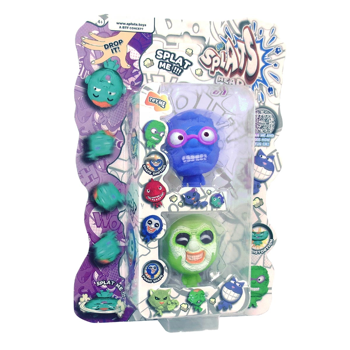 2 Bonecos Homem Azul E Palhaco Verde Claro -Splats Head Mini