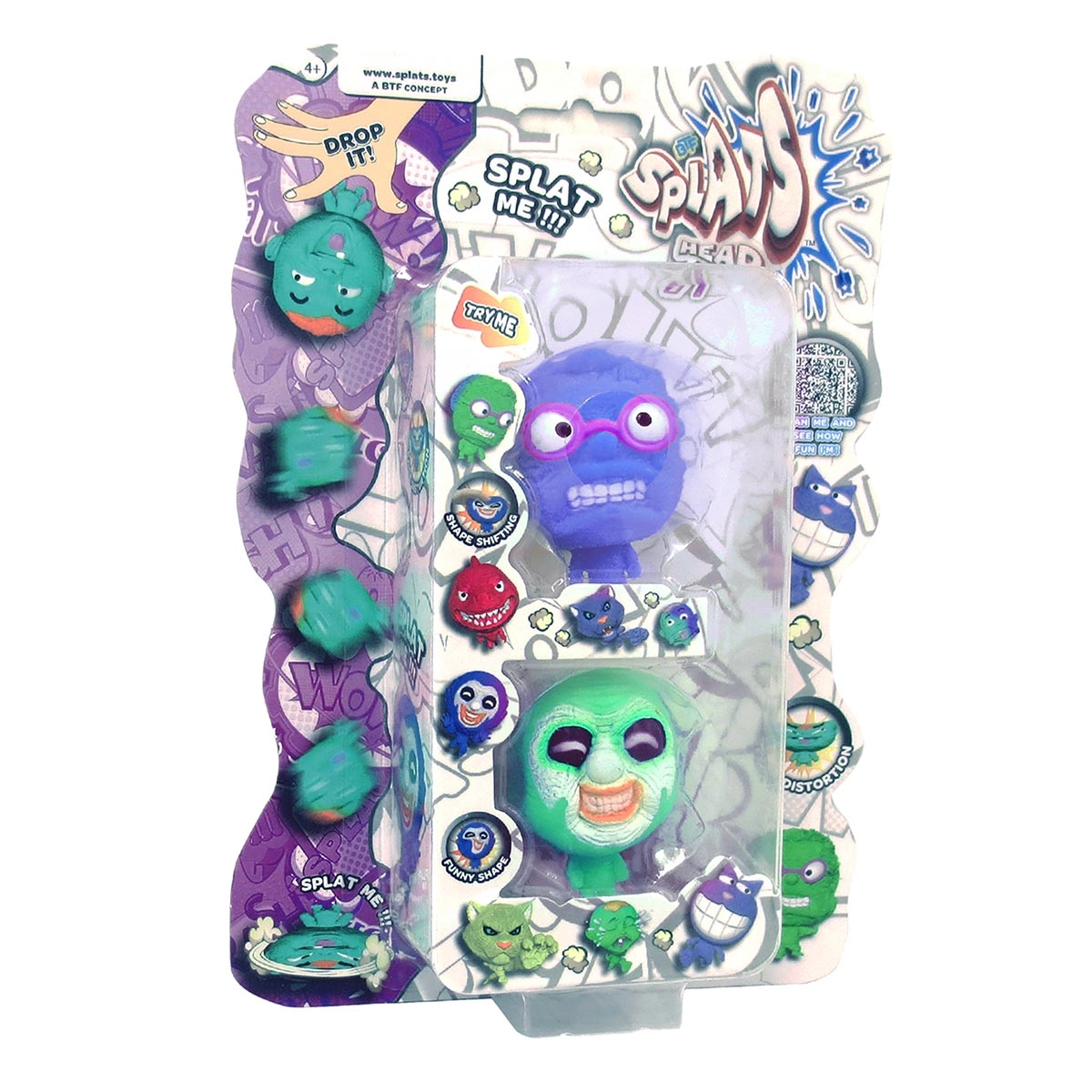 2 Bonecos Homem Lilas E Palhaco Verde - Splats Head Mini