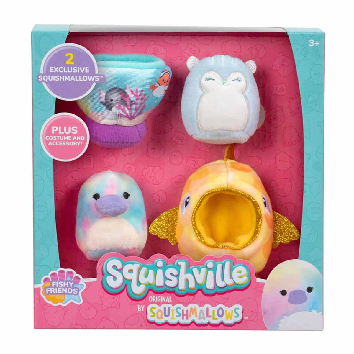 2 Pelucias Com Acessorios Fishy Friends - Squishville