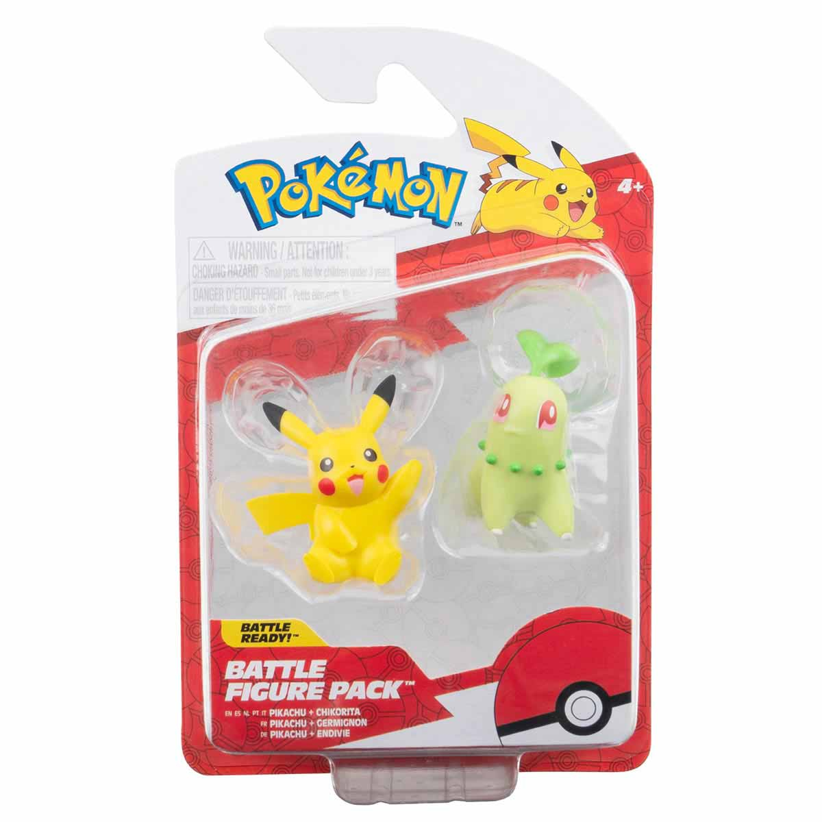 2 Bonecos De Batalha Pikachu + Chikorita - Pokémon 2 Bonecos De Batalha Pikachu + Chikorita - Pokémon