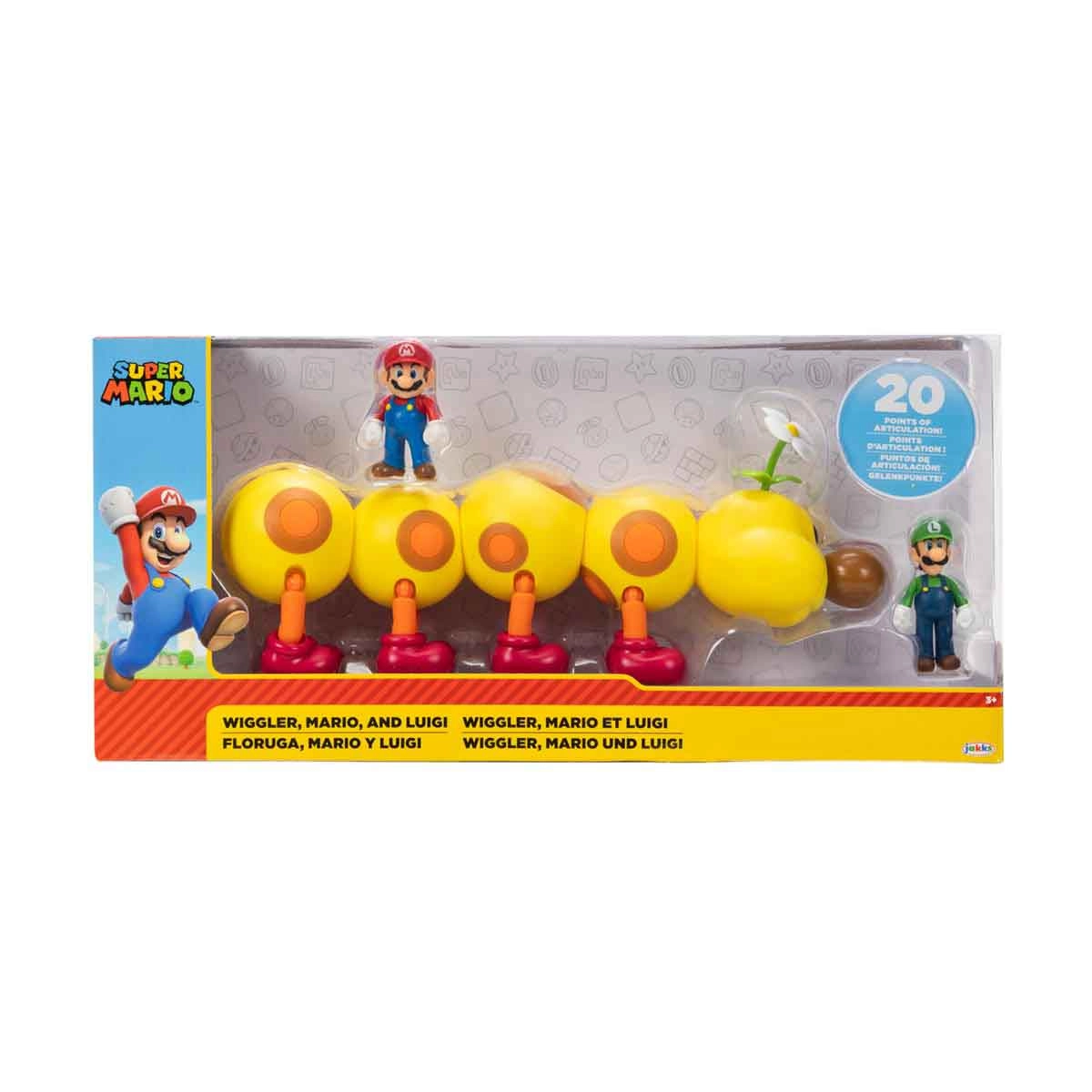 Conjunto Com 3 Bonecos Wiggler, Mario E Luigi - Super Mario