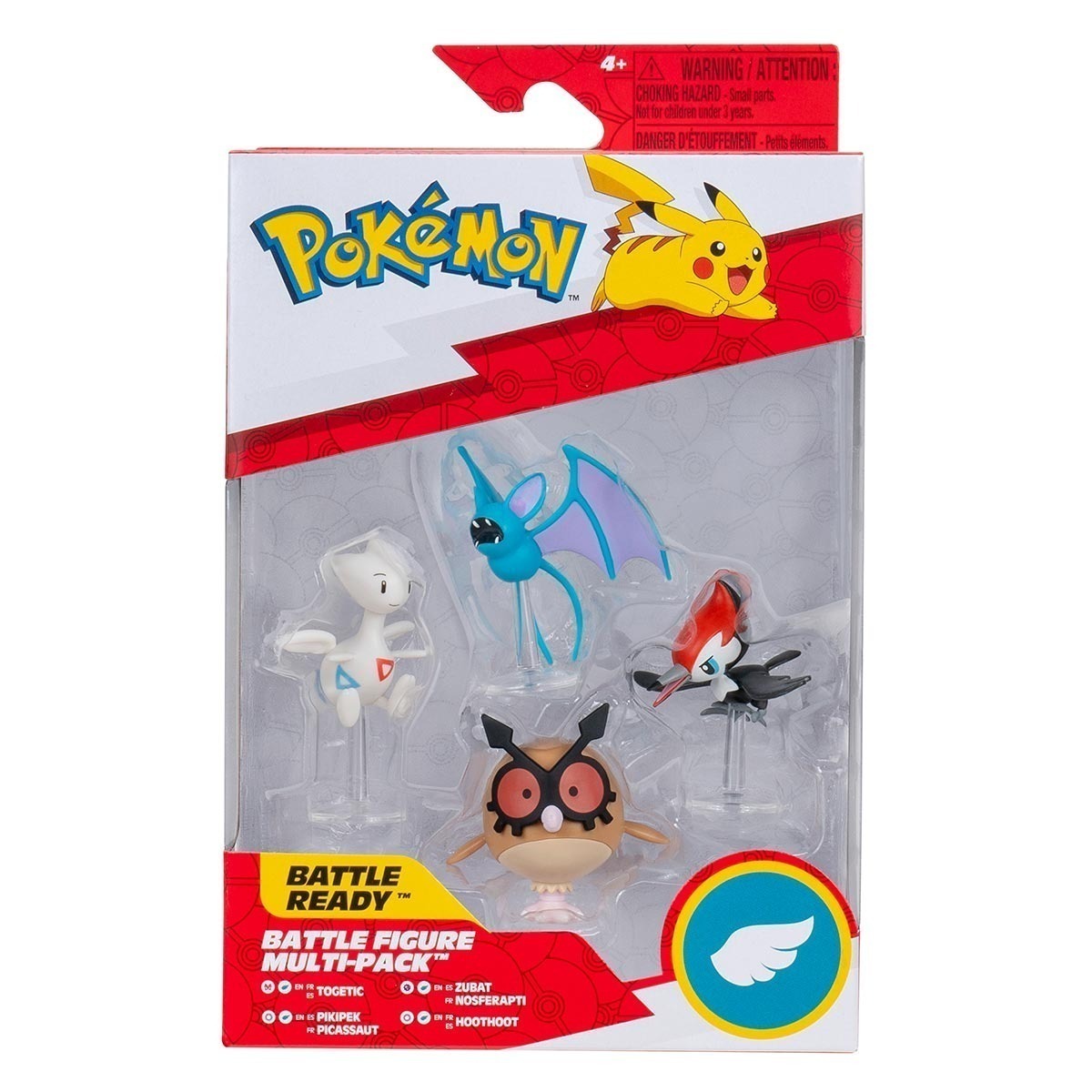 4 Bonecos Togetic, Pikipek, Zubat e Hoothoot - Pokémon