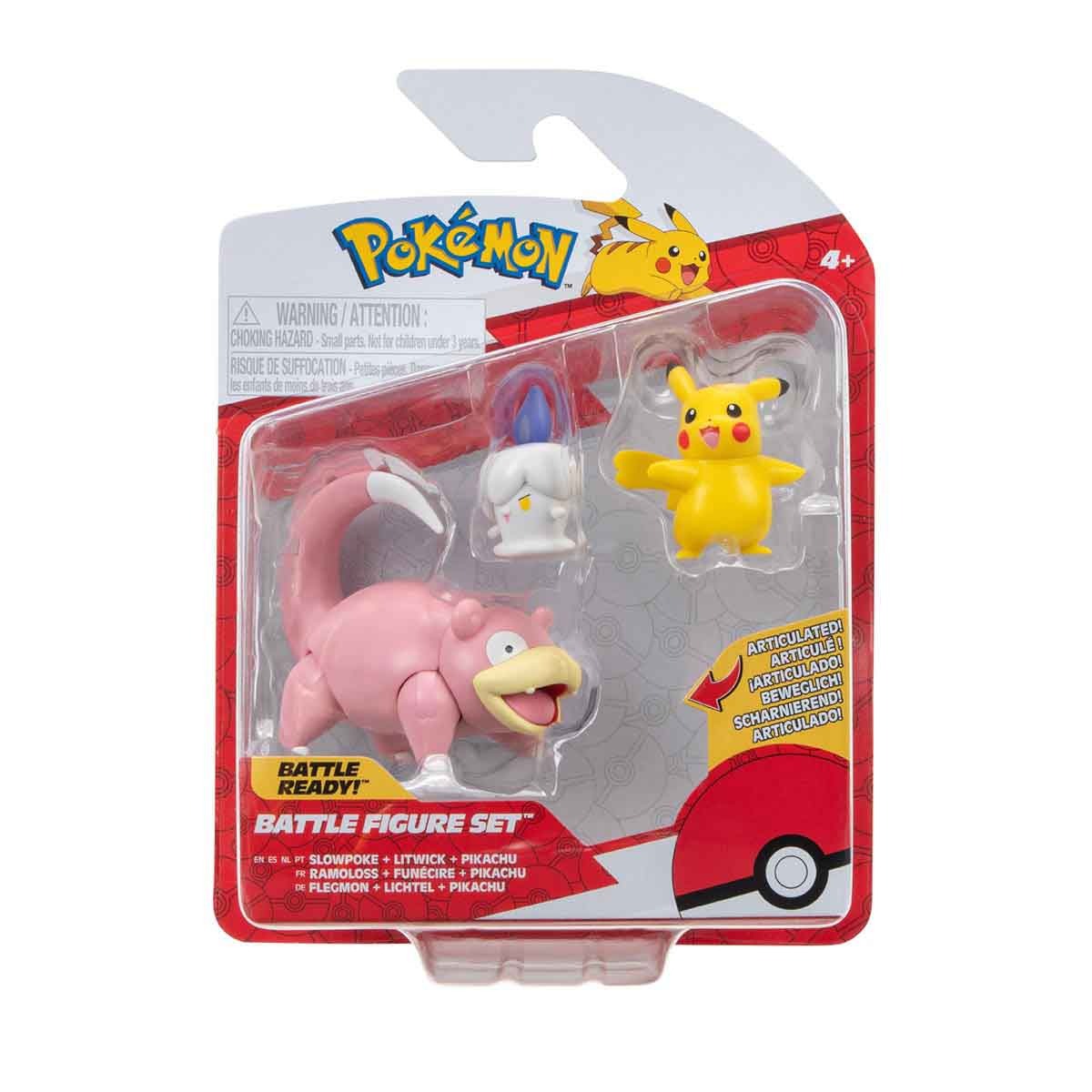 3 Bonecos Slowpoke, Litwick E Pikachu - Pokemon