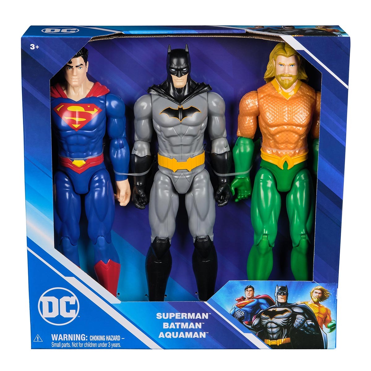 3 Bonecos Superman, Batman E Aquaman De 30Cm - Dc