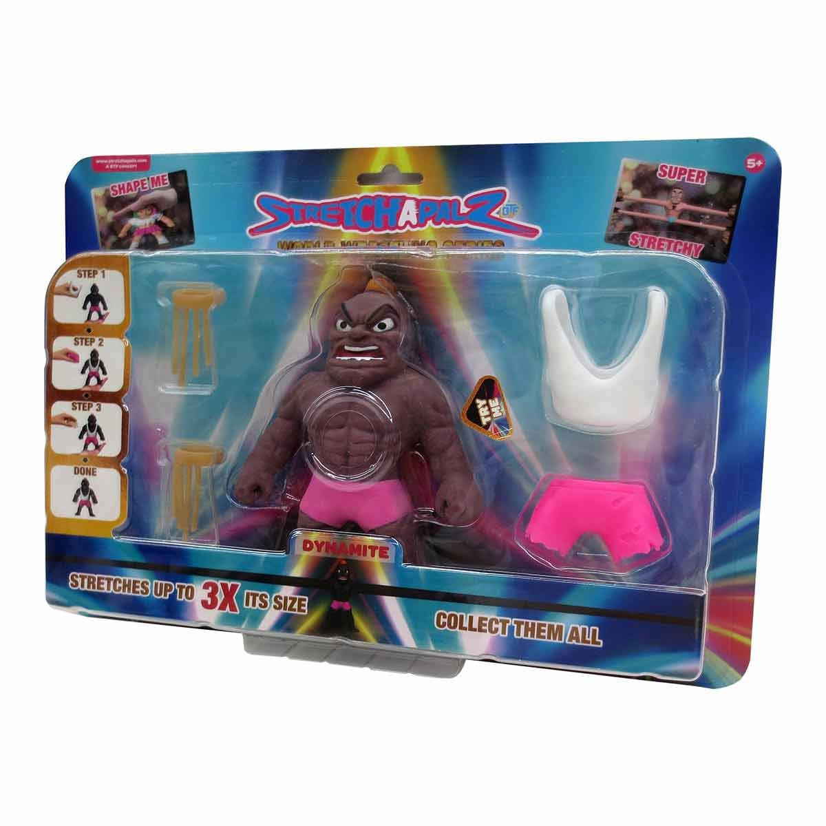 Stretchapalz - Boneco De 14Cm Dynamite Rosa - Luta Mundial