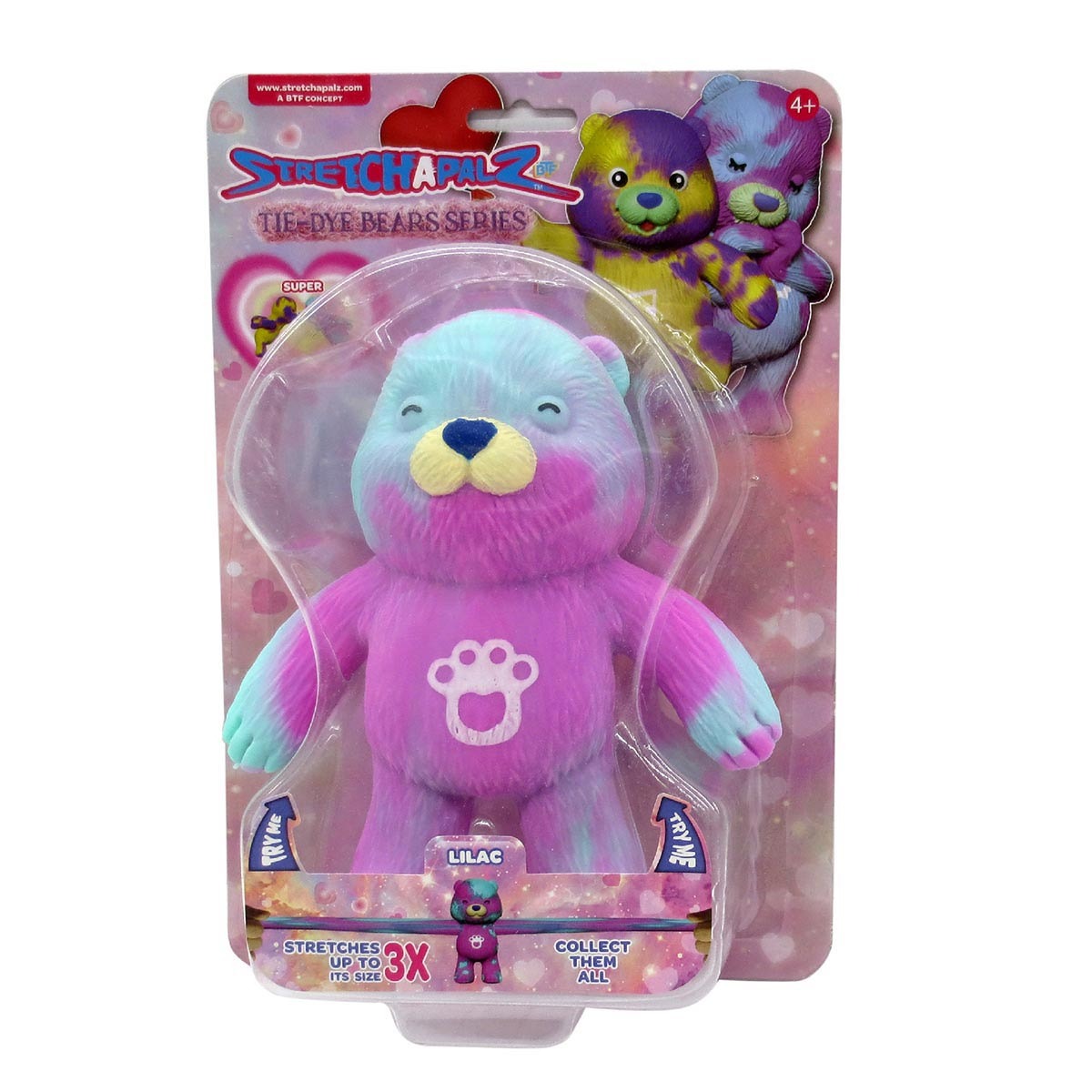 Boneco Elástico Urso Tie-Dye Lilac De 12Cm - Stretchapalz