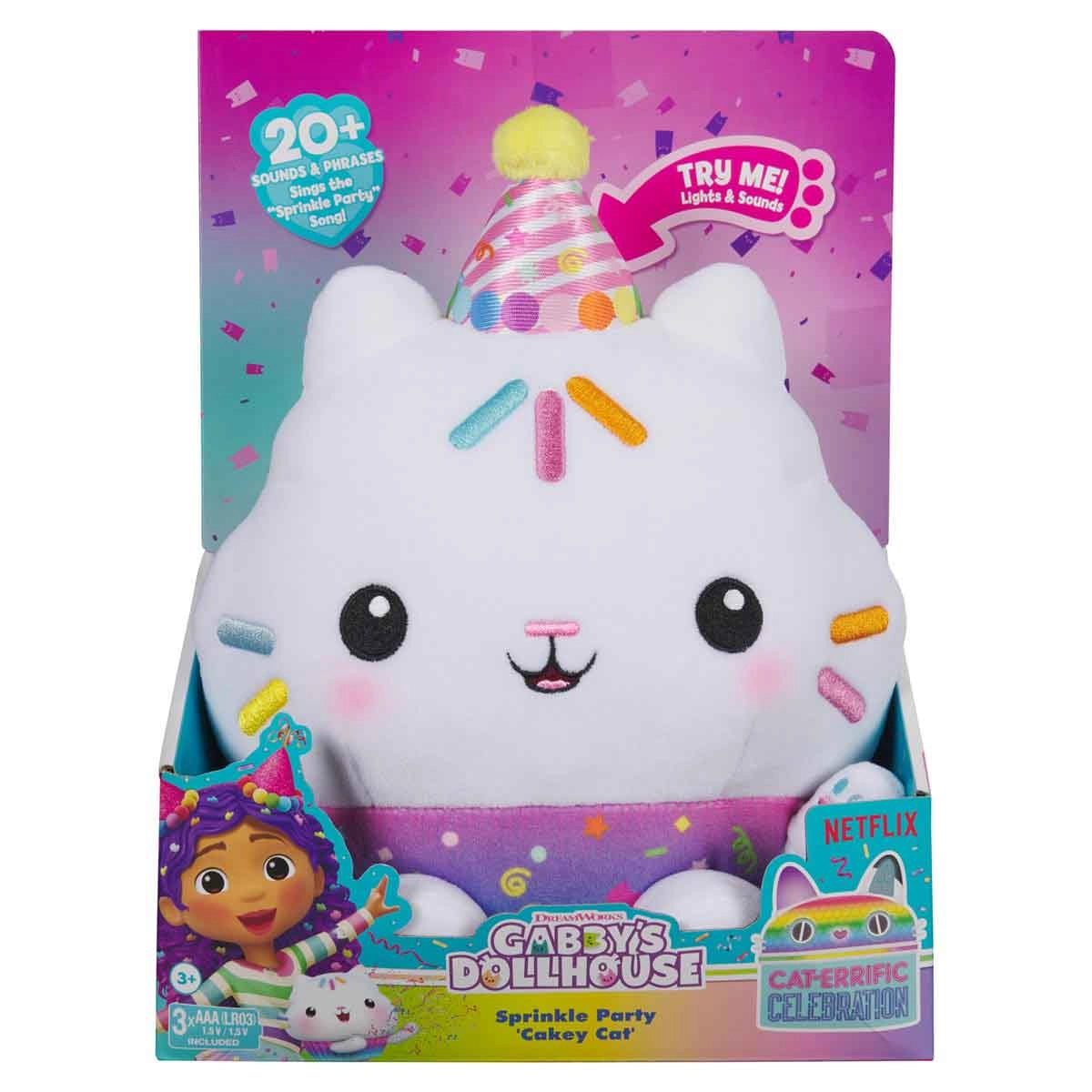 Pelúcia Cakey Cat Com Luz E Som - Gabby'S Dollhouse