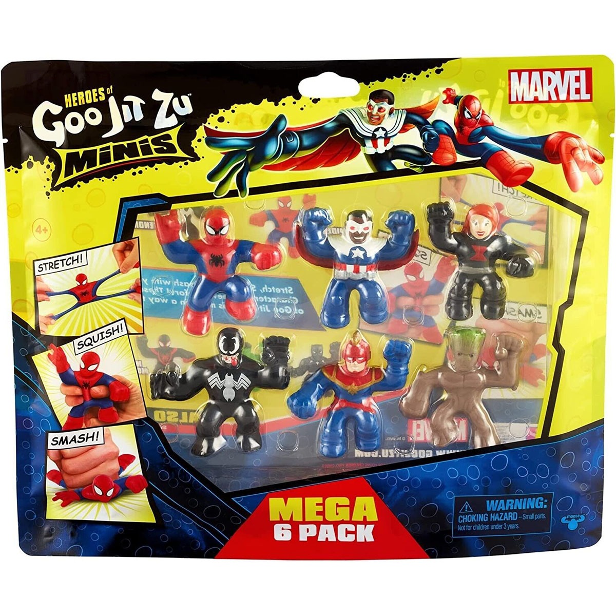 Goo Jit Zu - Pack Com 6 Bonecos Elásticos De 6Cm Da Marvel