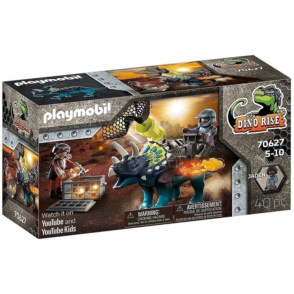 Playmobil - Triceratops Batalha Pelas Pedras Lendárias - Dino Rise - 70627