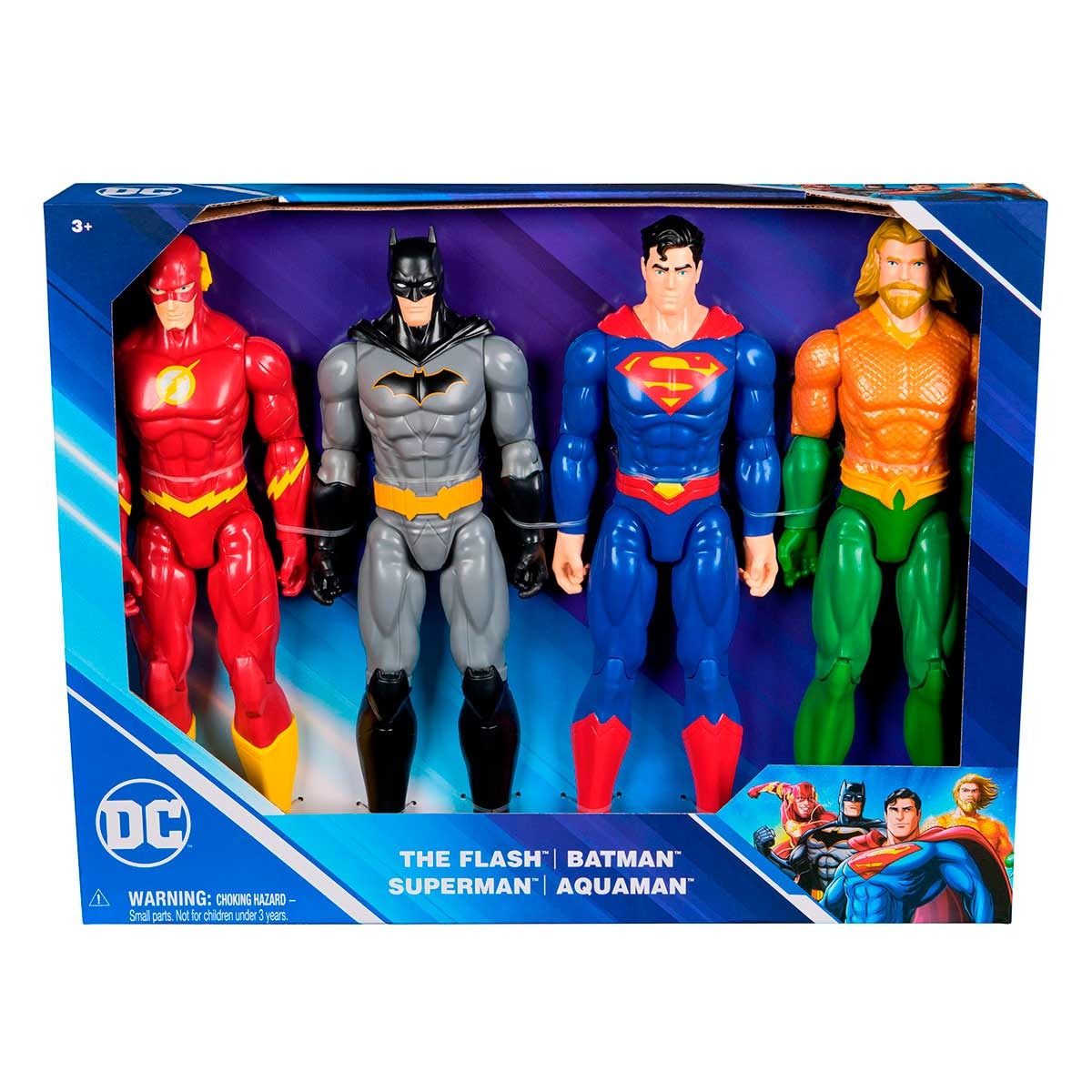 4 Bonecos Flash, Batman, Superman E Aquaman De 30Cm - Dc