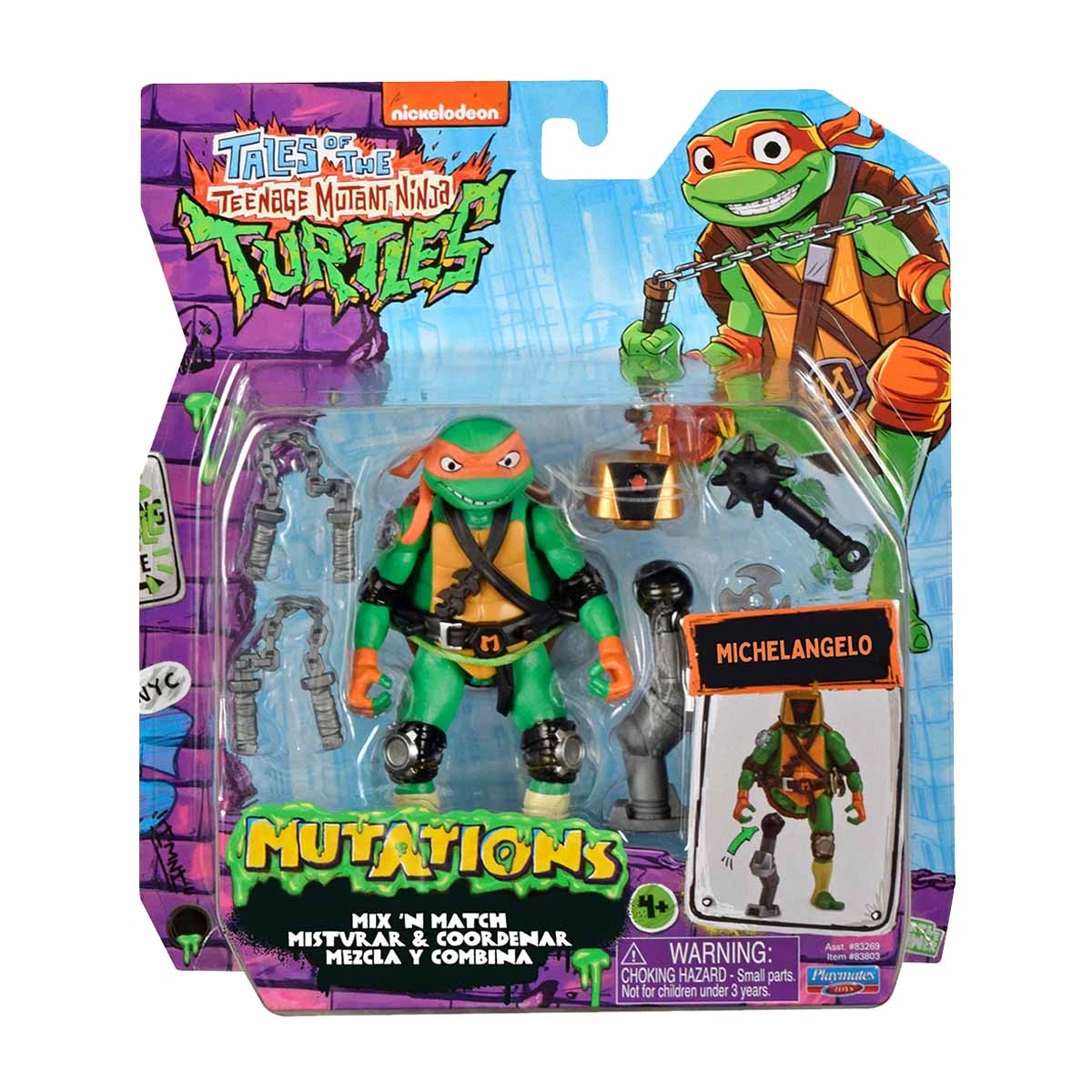 Boneco Michelangelo de 10cm Mix 'N Match - As Tartarugas Ninja