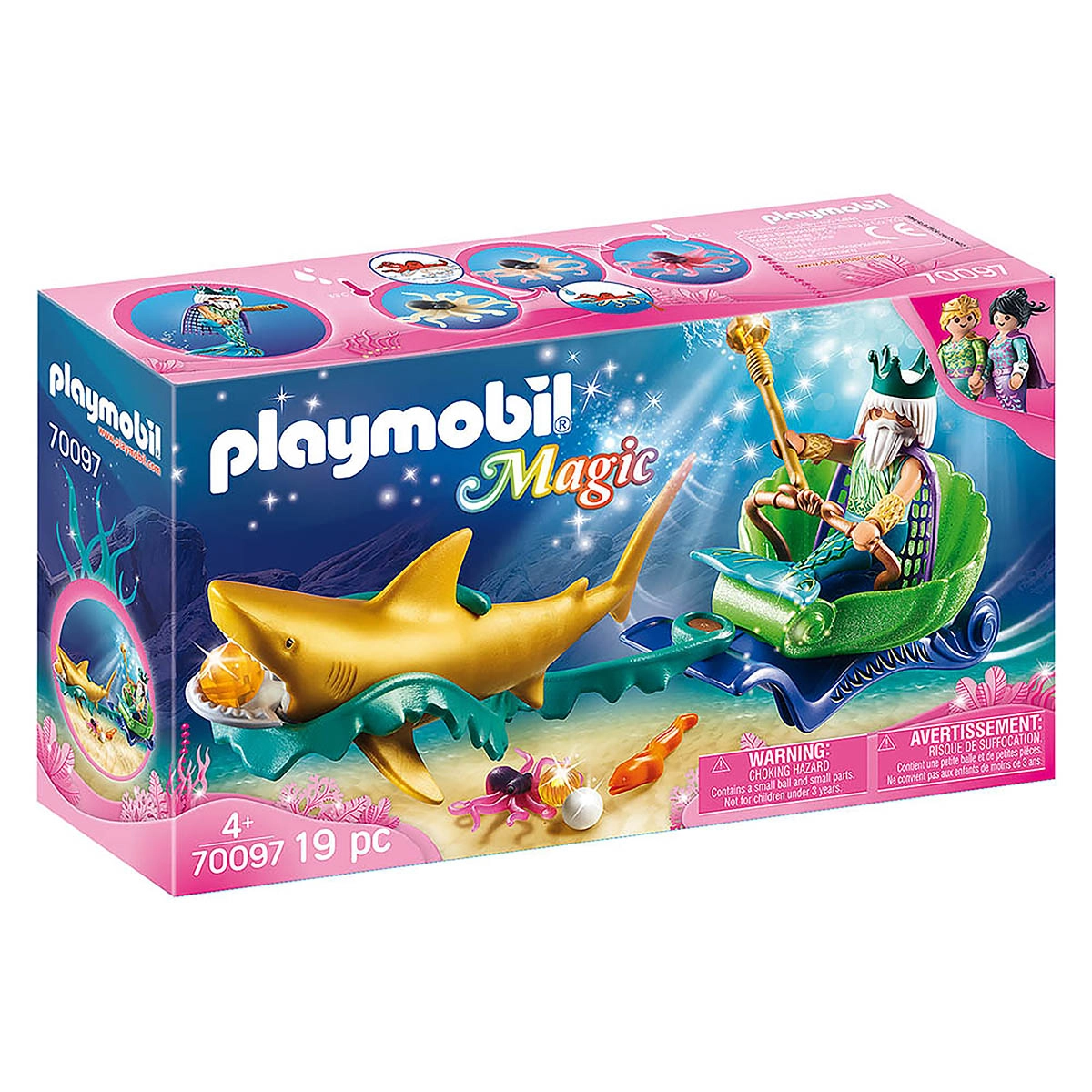 Playmobil - Rei Do Mar Com Carruagem De Tubarão - Magic - 70097