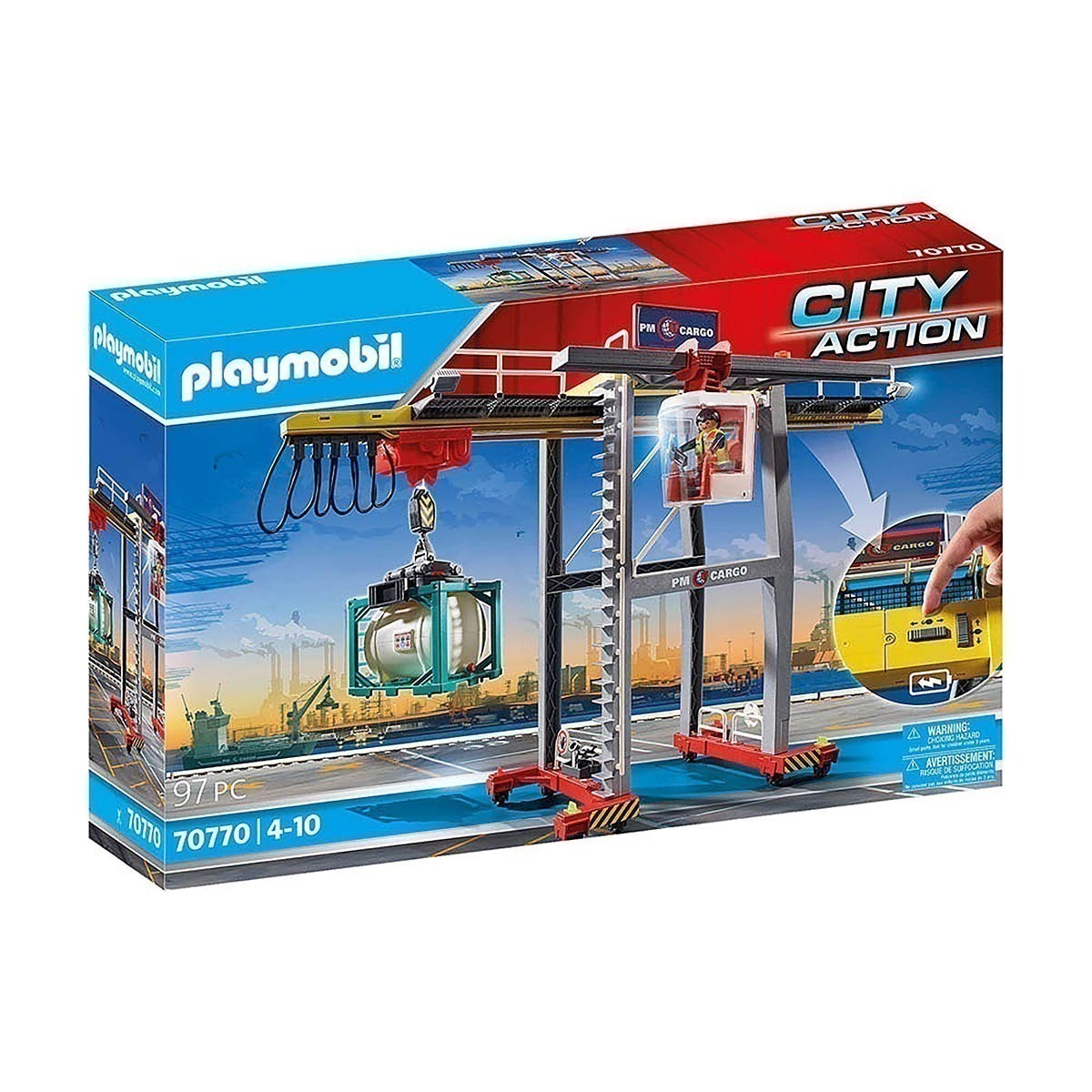 Playmobil - Guindaste De Carga Com Conteiner - City Action - 70770