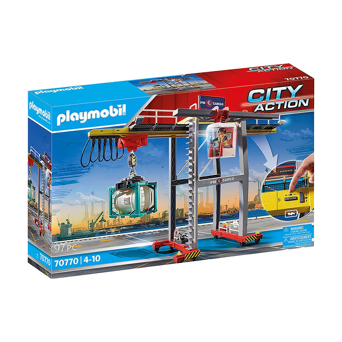 Playmobil - Guindaste De Carga Com Conteiner - City Action - 70770
