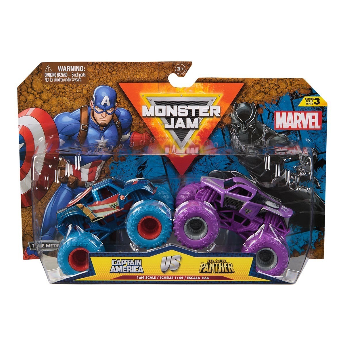 2 Carrinhos Capitão America Vs Pantera Negra - Monster Jam