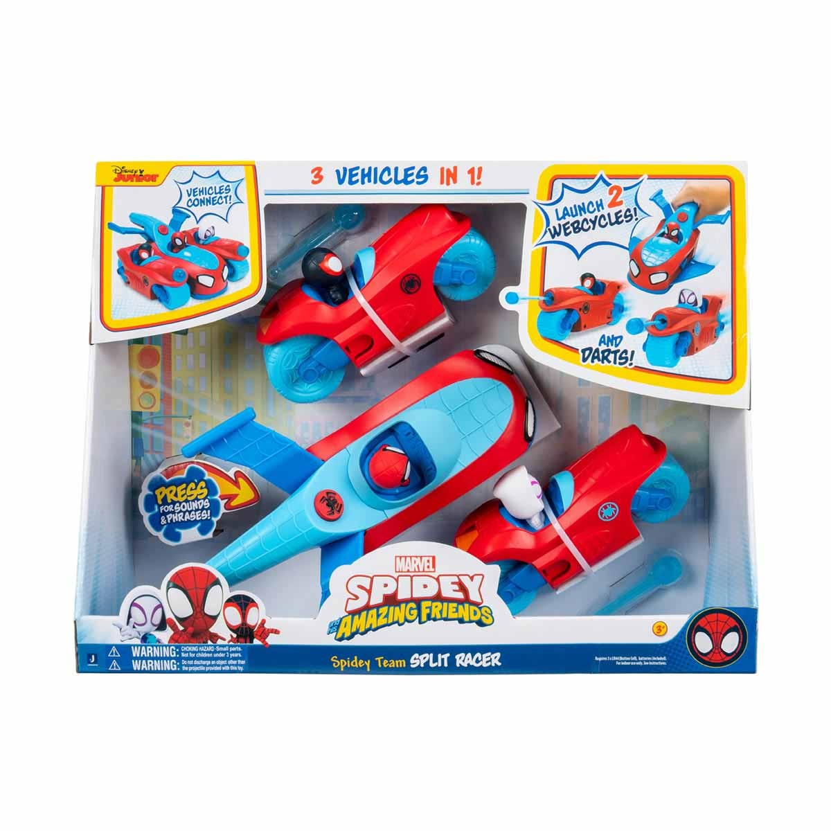 Carrinho Deluxe Split Racer 3 em 1 da Equipe Spidey - Spidey
