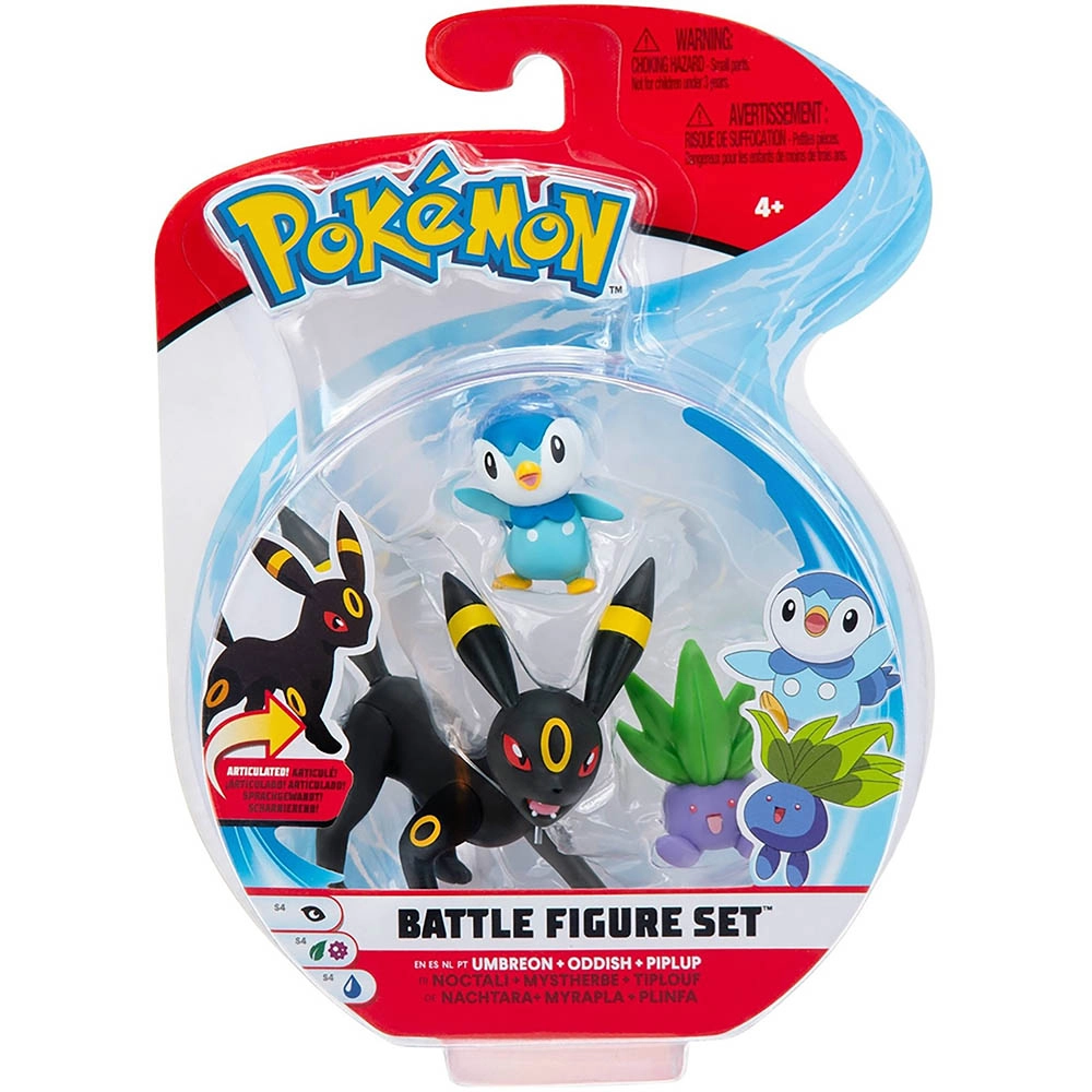 Pokémon - 3 Figuras De Ação - Umbreon + Oddish + Piplup Pokémon - 3 Figuras De Ação - Umbreon + Oddish + Piplup