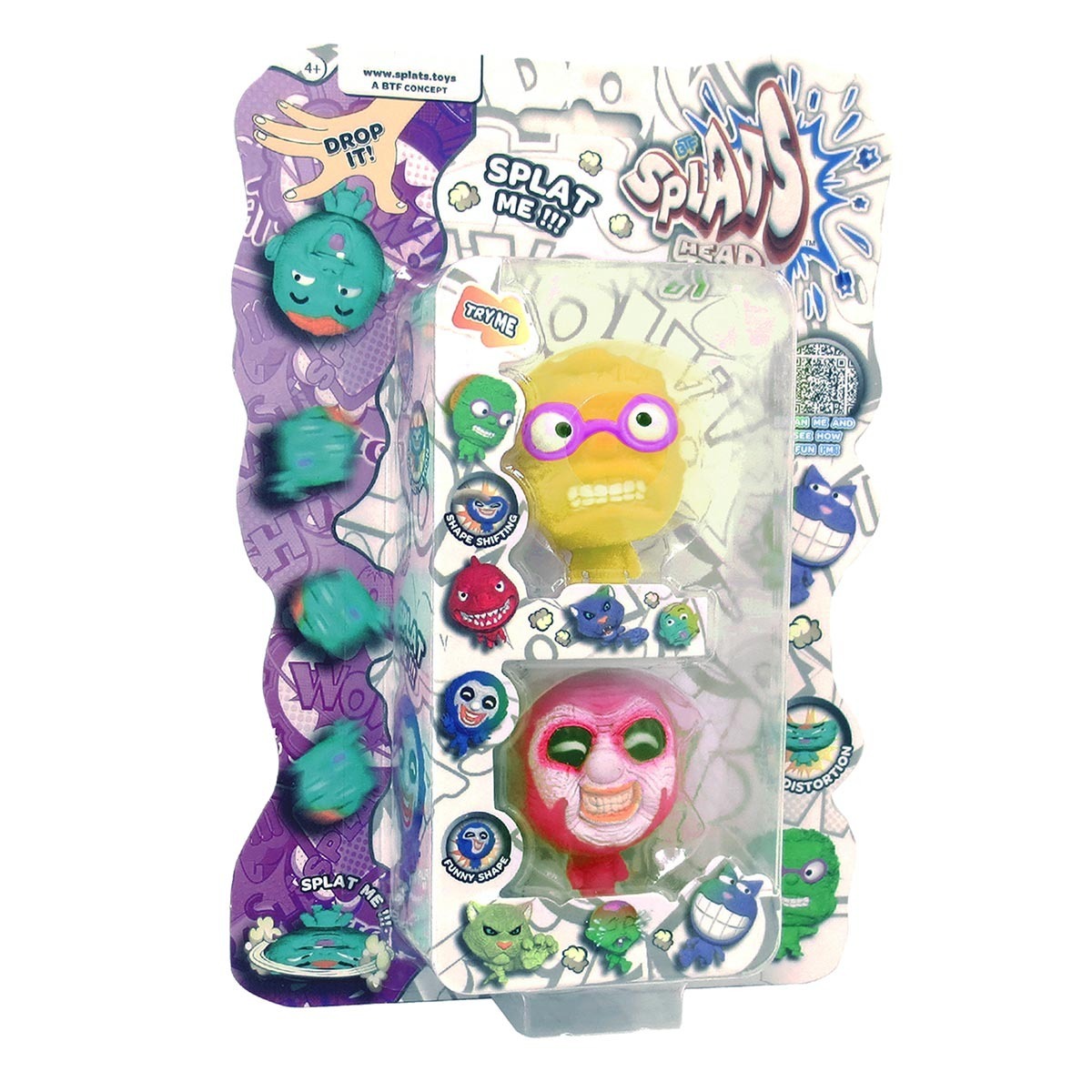 2 Bonecos Homem Amarelo e Palhaço Rosa - Splats Head Mini