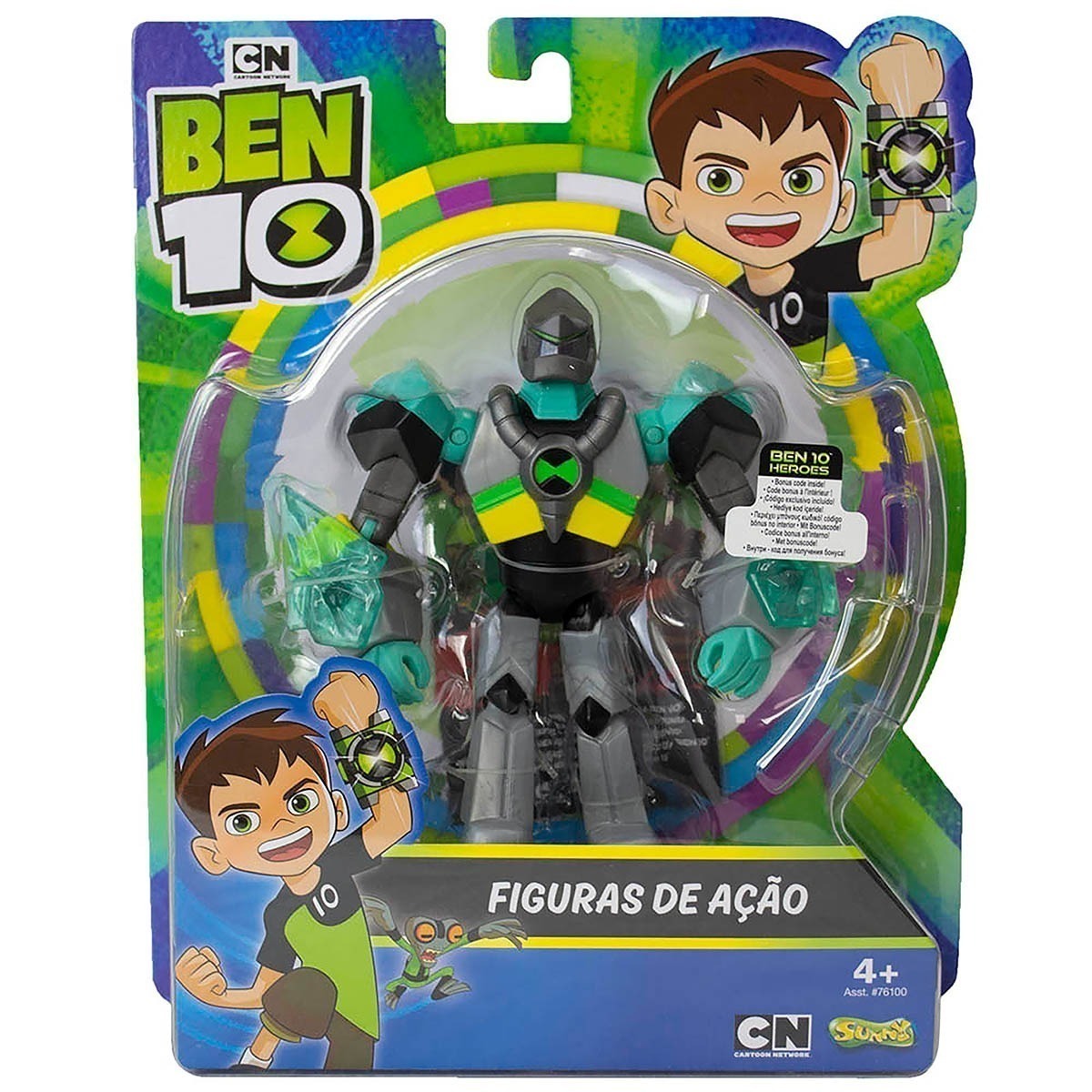 Ben 10 - Minifigura Articulada 10 Cm - Armadura Omni-Kix Diamante Ben 10 - Minifigura Articulada 10 Cm - Armadura Omni-Kix Diamante