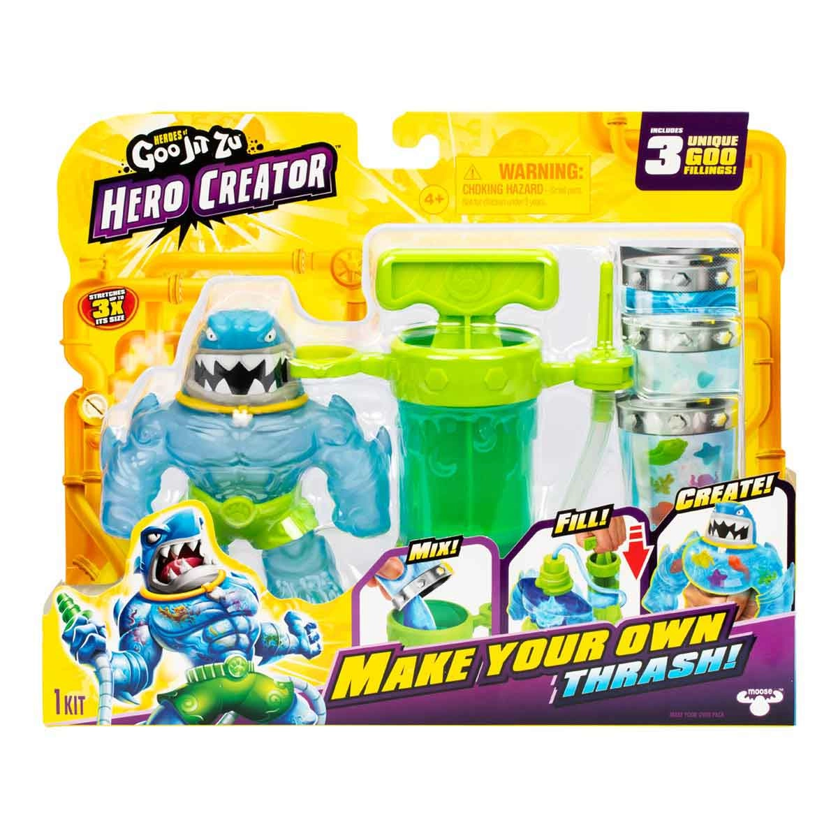 Criador de Herois com Boneco Elastico Thrash - Goo Jit Zu
