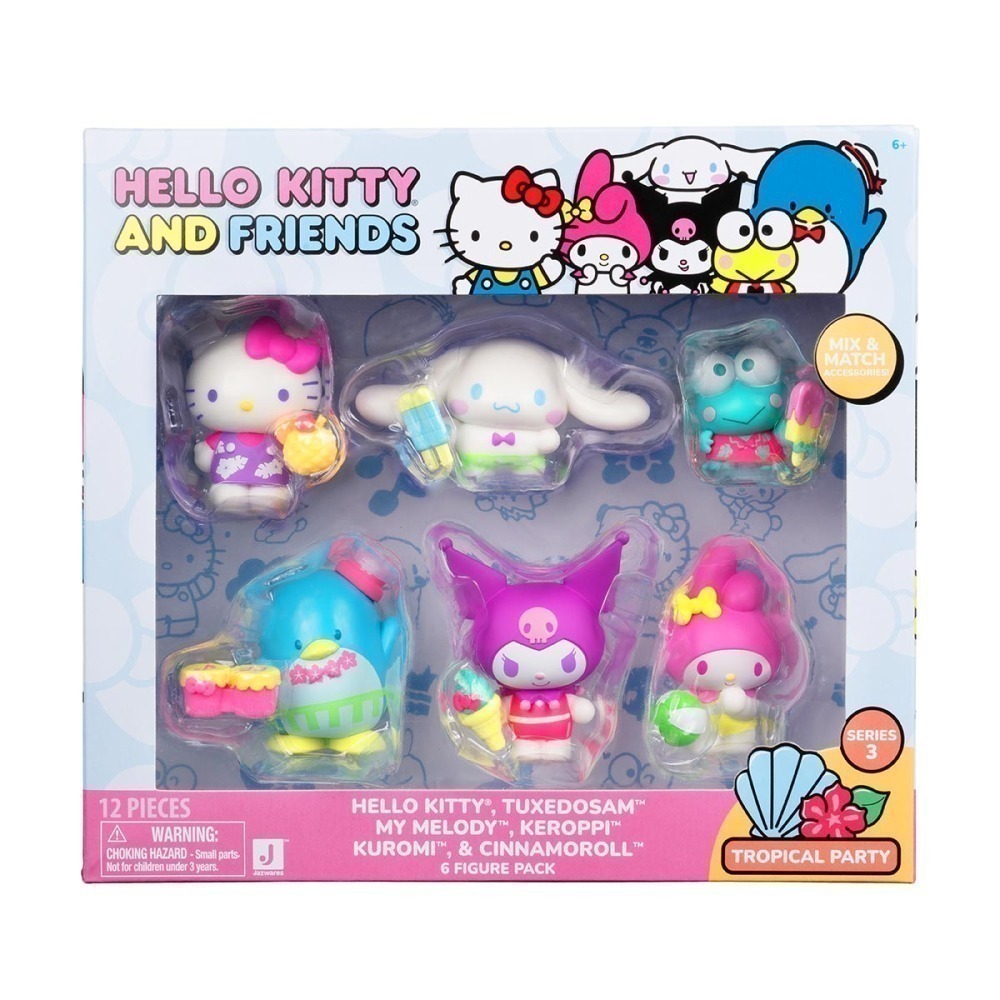 6 Bonecos Colecao Hello Kitty Tropical Party - Hello Kitty