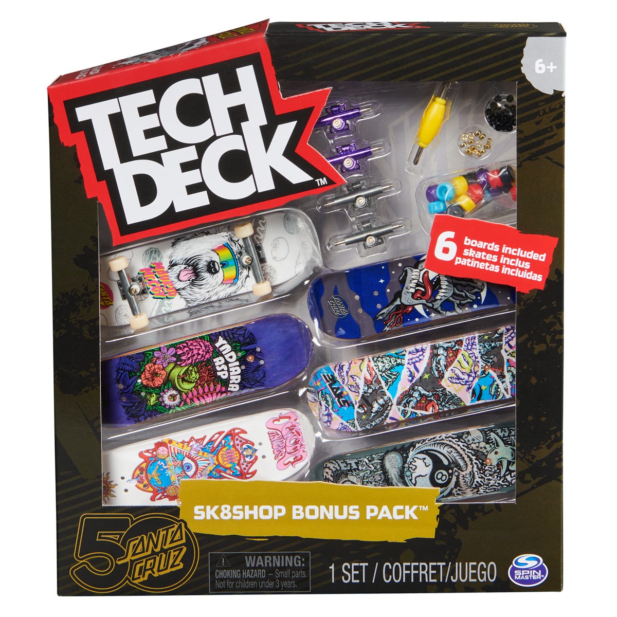 Kit 3 Skate De Dedo E Acessórios Santa Cruz - Tech Deck