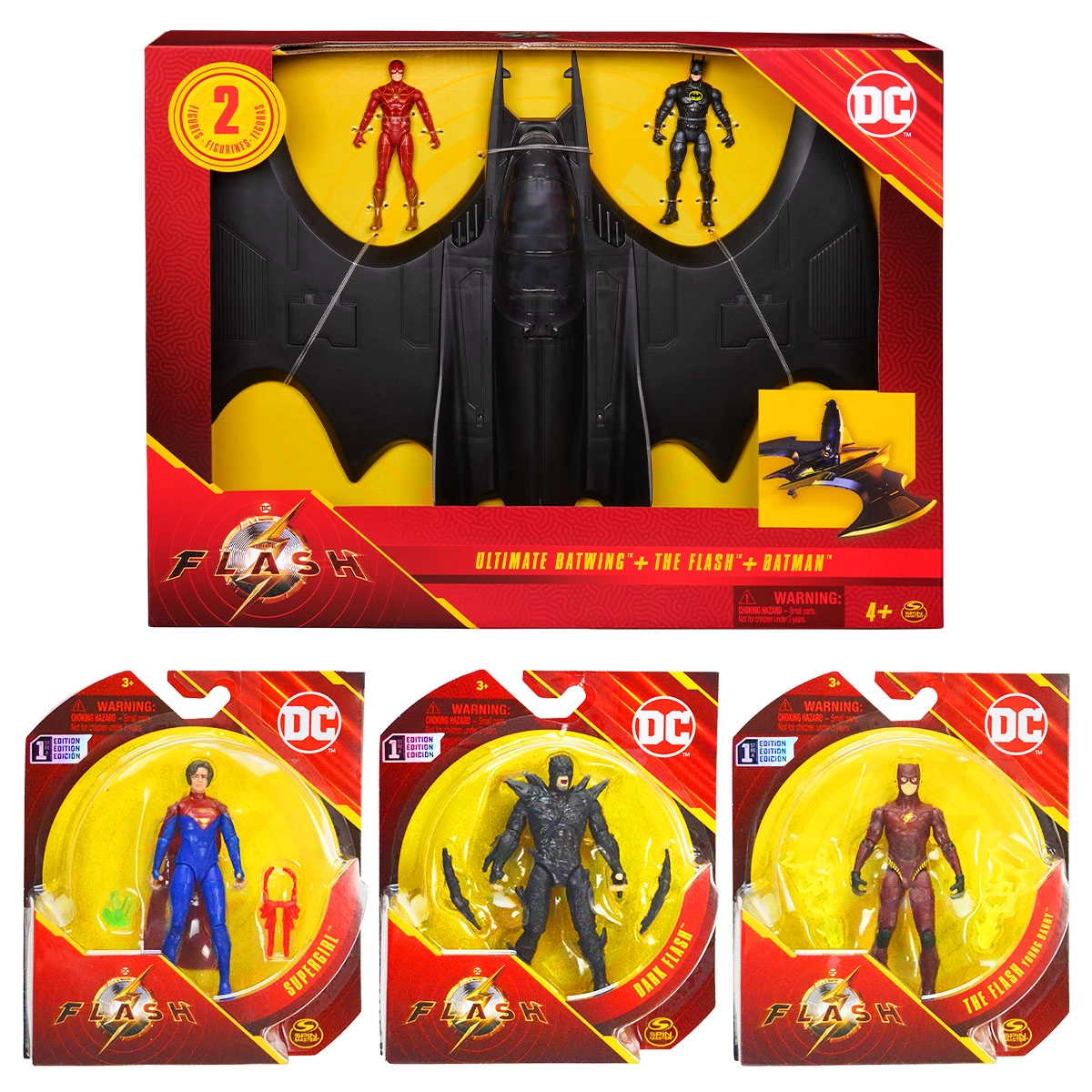 Kit Veículo Asa De Morcego Com 5 Bonecos 10Cm - The Flash 2023 Dc