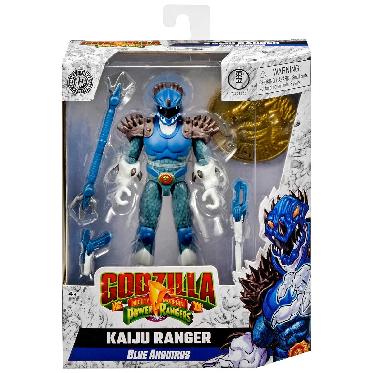 Boneco Anguirus Azul + Acessórios - Power Rangers Kaiju