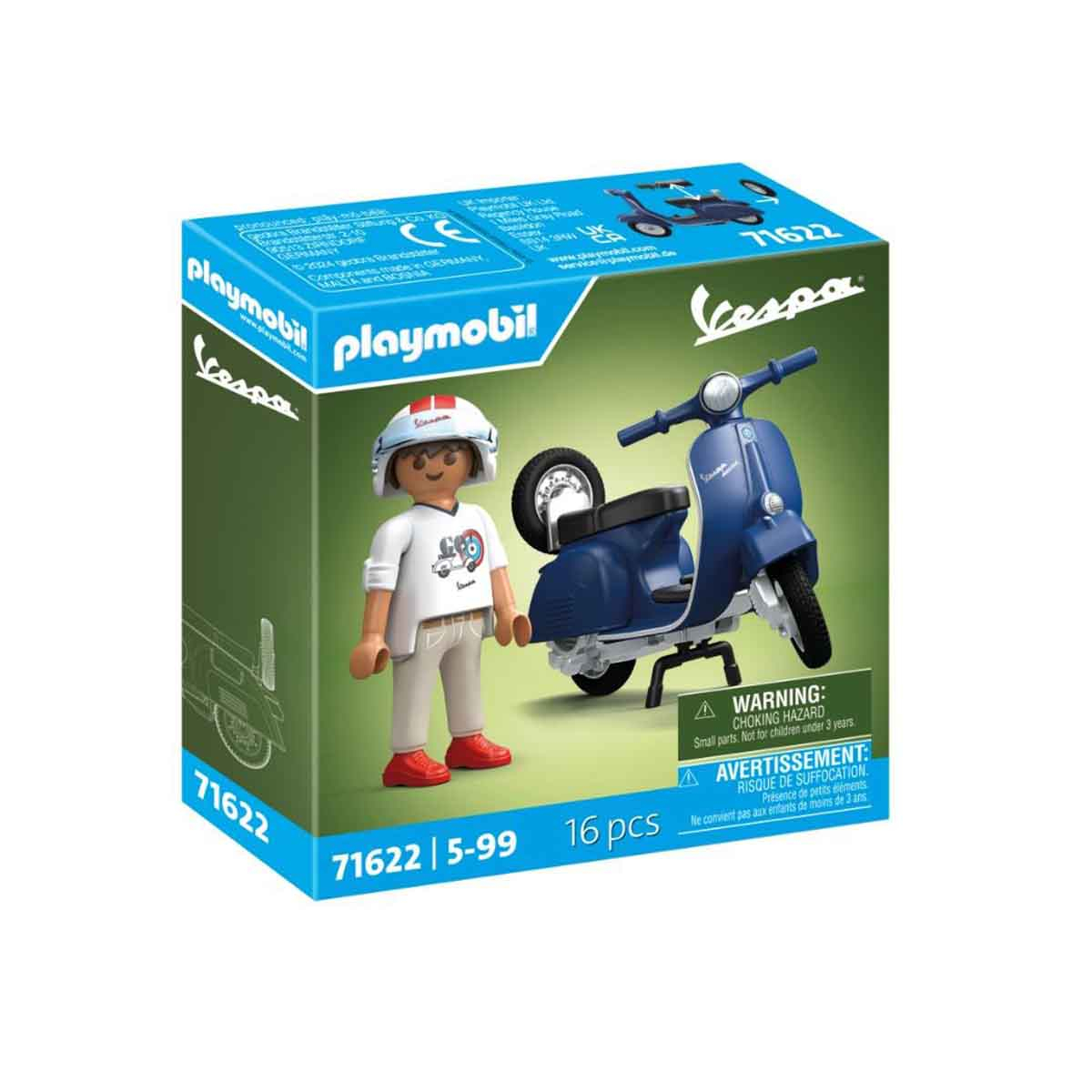 Vespa Azul com Homem - Playmobil Vespa 71622 Vespa Azul com Homem - Playmobil Vespa 71622