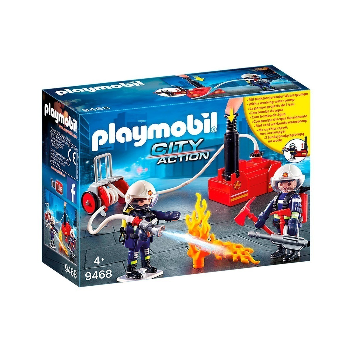 Playmobil - Bombeiros Com Bomba De Água - City Action - 9468
