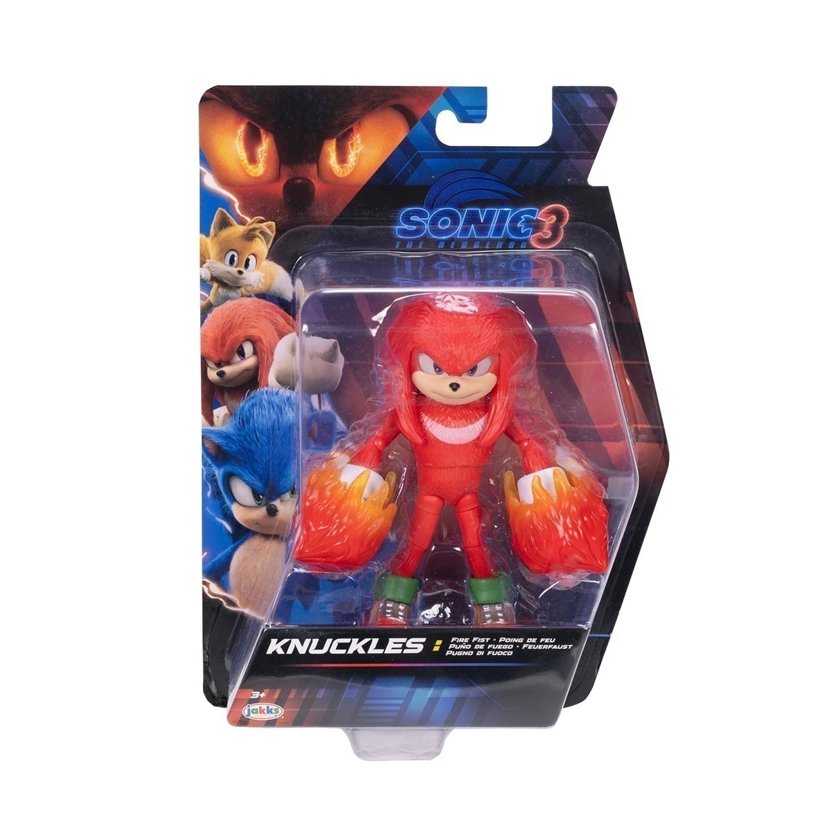 Boneco Knuckles de 12cm com Punho de Fogo - Sonic 3 Filme
