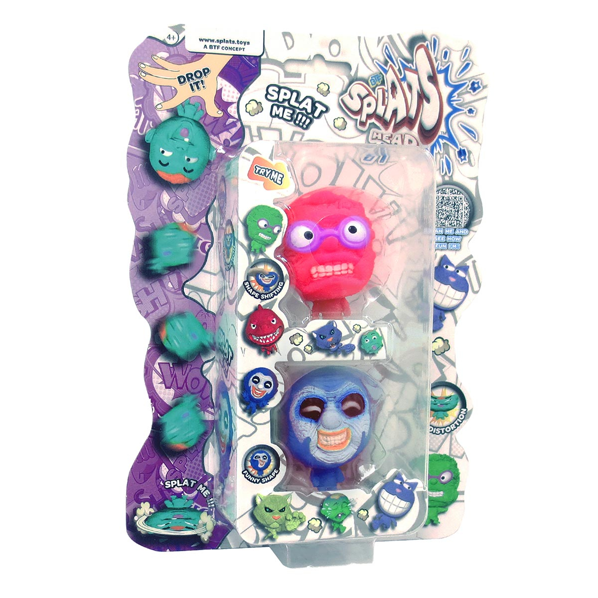 2 Bonecos Homem Rosa E Palhaço Azul - Splats Head Mini