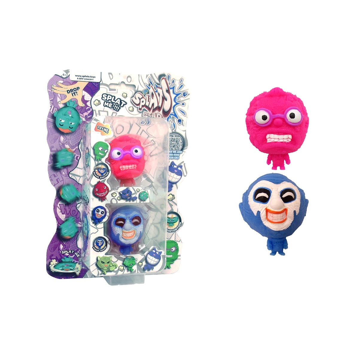 2 Bonecos Homem Rosa E Palhaço Azul - Splats Head Mini