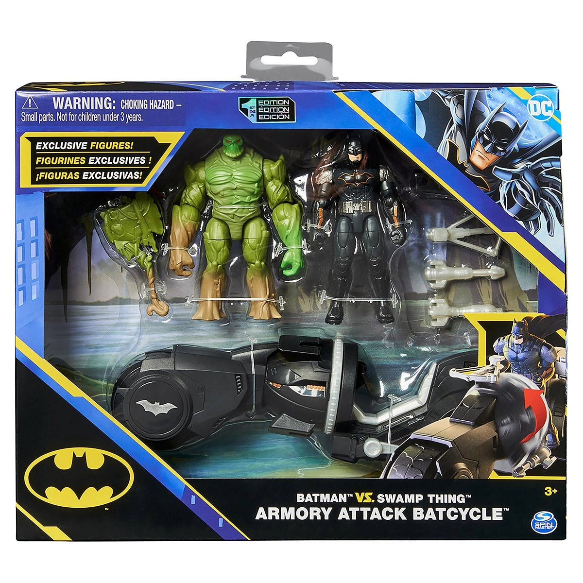 Bonecos 10Cm Do Batman Com Batmoto E Monstro Do Pântano - Dc