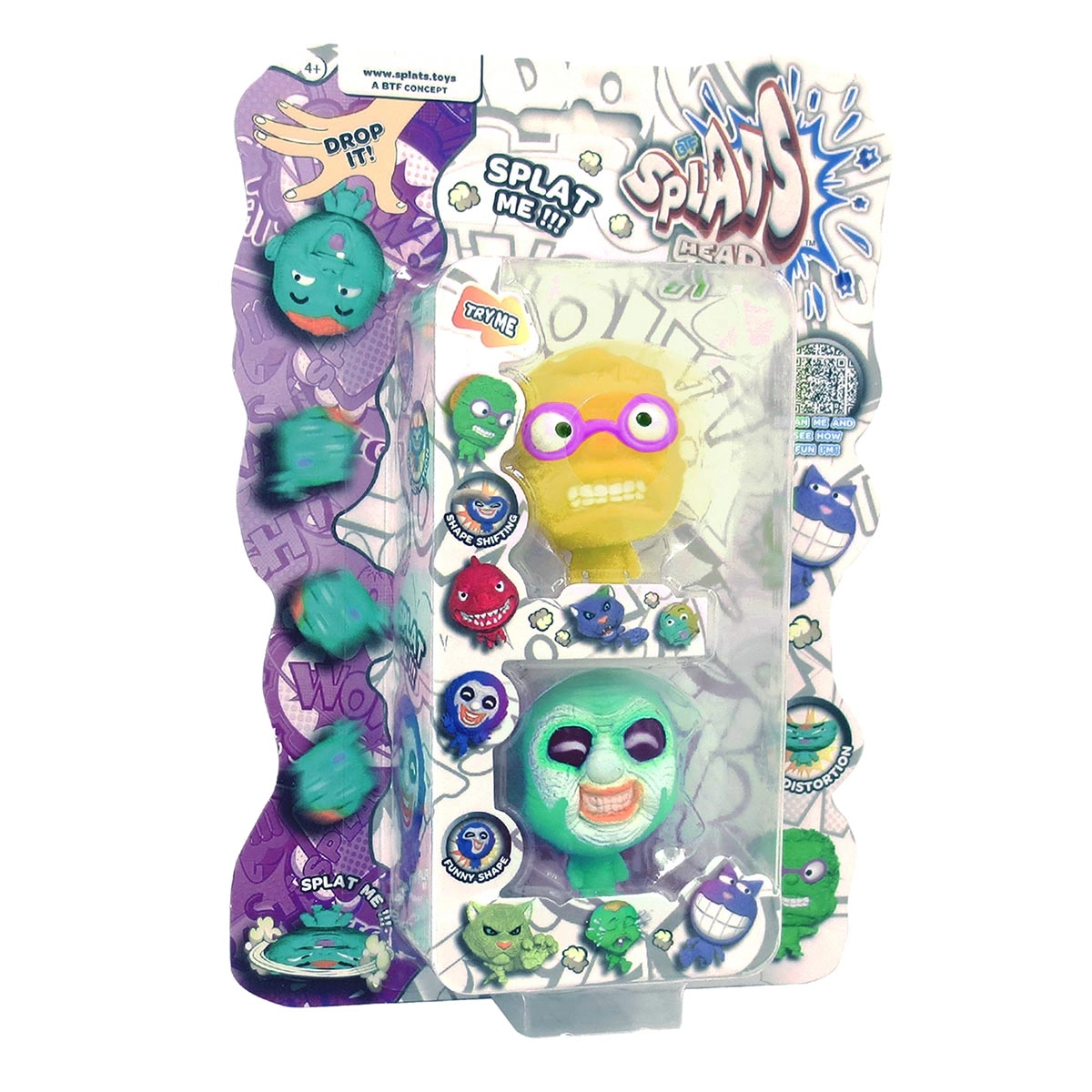 2 Bonecos Homem Amarelo e Palhaço Verde - Splats Head Mini 2 Bonecos Homem Amarelo e Palhaço Verde - Splats Head Mini