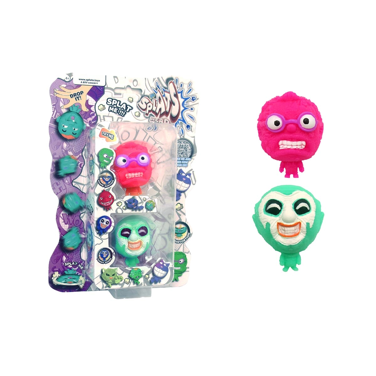 2 Bonecos Homem Rosa E Palhaço Verde - Splats Head Mini