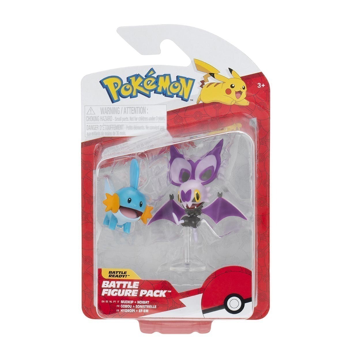 2 Bonecos De Batalha Mudkip e Noibat - Pokémon