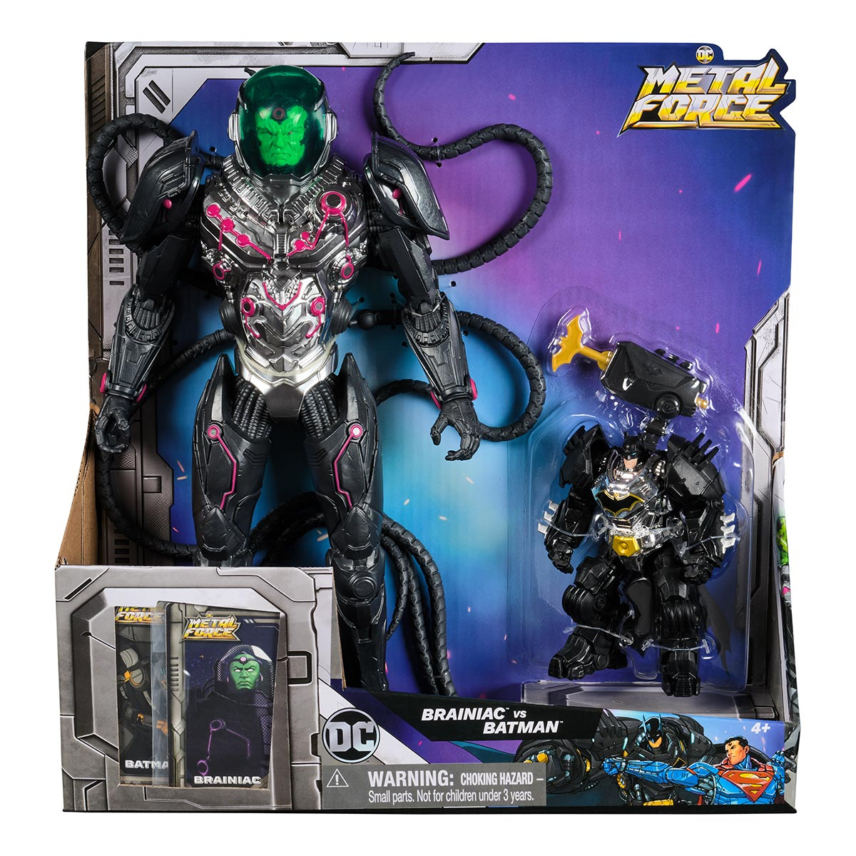 2 Bonecos Brainiac de 30cm vs Batman de 10cm - DC Comics