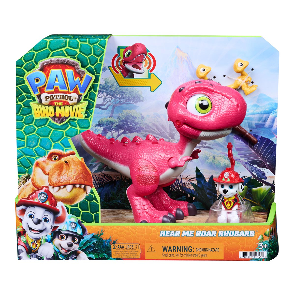 2 Bonecos Marshall e Rhubarb com Som - Patrulha Canina: Uma Aventura Dino