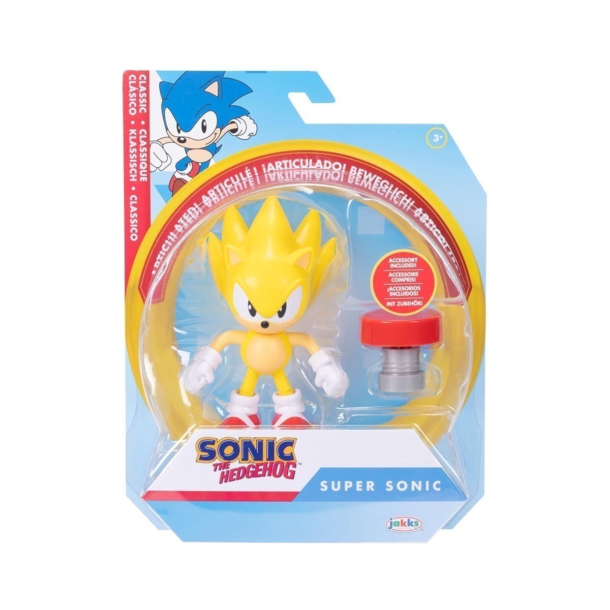Sonic - Boneco 10cm Super Sonic Com Mola