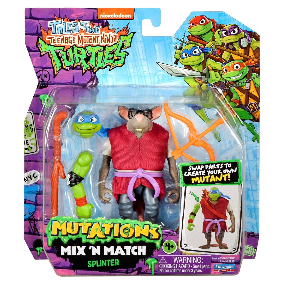 Boneco Splinter Com Acessórios - As Tartarugas Ninja Mix 'N Match